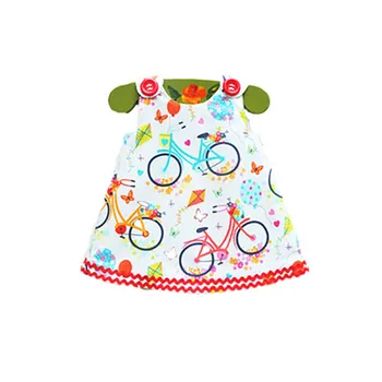 2019 Vaikų Spausdinti Dviračių Suknelė Kūdikių Mergaičių Drabužių Mados Mygtuką Bamblys, Vaikams, Vaikų, Mergaičių Suknelės Baby Girl Drabužiai
