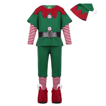 2019 žalia Elf Mergina kalėdų Kostiumas Festivalis Santa Sąlyga Mergaitėms Naujųjų Metų chilren drabužių Fancy Dress Kalėdos Šalis Suknelė Rinkinys