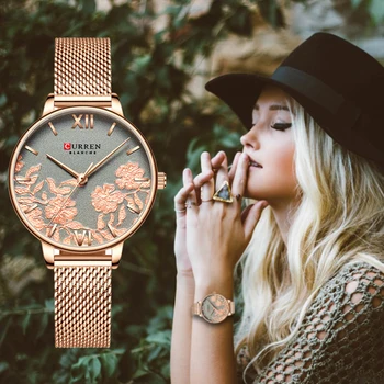 2020 CURREN Moterų Laikrodžiai Mados Atsitiktinis Nerūdijančio Plieno Dirželis Laikrodis Moterims Laikrodis Stilingas Kvarcinis Ponios Žiūrėti