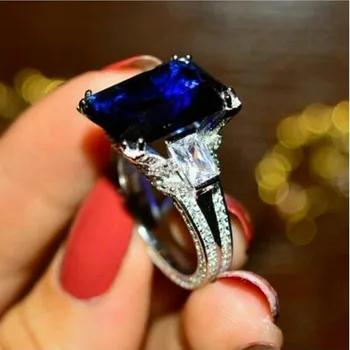 2020 Eifelio Bokštas 6ct Lab Safyras, deimantas žiedas 925 Sterlingas Sidabro Dalyvavimas Vestuvių Juostoje Žiedai moterims Jubiliejų Papuošalai