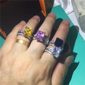 2020 Eifelio Bokštas 6ct Lab Safyras, deimantas žiedas 925 Sterlingas Sidabro Dalyvavimas Vestuvių Juostoje Žiedai moterims Jubiliejų Papuošalai