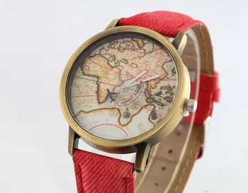 2020 m. Moteris Žiūrėti Pasaulio Skrydžių Žemėlapį Žiūrėti Ponios Spalvotų Džinsinio Žiūrėti Atsitiktinis Moterų Kvarco Žiūrėti Relogio Feminino Reloj Mujer