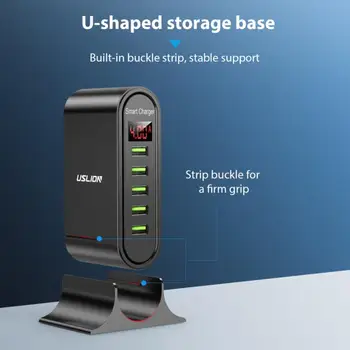 2020 m., Naujas 5 Port HUB USB Įkroviklis LED Ekranas, Multi USB Krovimo Doko Stotis Universalus Mobiliojo Telefono Darbastalio Sienelių Namuose, ES, UK Plug