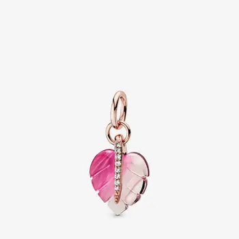 2020 m. Rudens žiemos Putojantis Modelis Širdies Vieno Stud Auskarai Palieka Įrašą rožinė Murano stiklo lapų pakabukas 