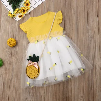 2020 M. Vaikų Vasaros Drabužių Naujagimiui Vaikas Baby Girl Bamblys Pynimas Tutu Suknelė Princesė Šalis Suknelė Sundress Ananasų Krepšys