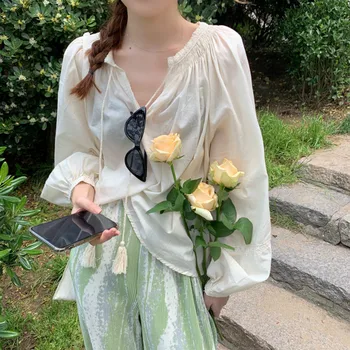 2020 Metų Moteris Rudenį Long Sleeve V-Kaklo Kutas Prarasti Palaidinė Raglan Rankovėmis Marškinėliai Gėlių Nėrinių Puloveris Viršų