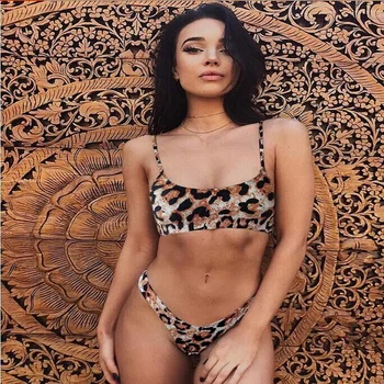 2020 Metų Vasaros Bikini Thong Viršuje Leopardas Spausdinti Brazilijos Seksualus Maudymosi Kostiumėliai, Push Up Moterų Maudymosi Kostiumėlį Moterų, Mergaičių Maudymosi Kostiumą Paplūdimio