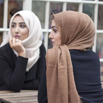 2020 Musulmonų Moterys Klostytas Hijab Kietas Medvilnės Islamo Skarelė Momentinių Skara femme musulman foulard Arabų Wrap skarų