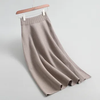 2020 Nauja mada moterims trumpas aukšto juosmens elegantiškas-line vilna, mezgimo sijonas ponios rudenį, žiemą šiltas megztinis sijonai saias