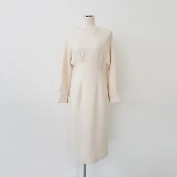 2020 naujas mados seksualus vientisos spalvos suknelė moterims slim vidutinio ilgio rudenį suknelė