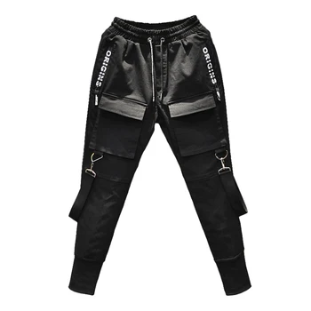 2020 Naujas Mados Streetwear Poilsiu Vyrų Juodos Haremo Kelnės Multi-pocket Hip-Hop Mens Sweatpants Jogger Kelnės Vyrams
