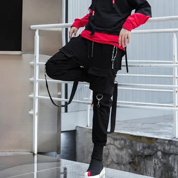 2020 Naujas Mados Streetwear Poilsiu Vyrų Juodos Haremo Kelnės Multi-pocket Hip-Hop Mens Sweatpants Jogger Kelnės Vyrams