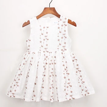 2020 Naujas Vasaros Baby Girl Šalis Suknelė Vaikai Gėlių Suknelės Siuvinėjimo Princesė Suknelė Baltos spalvos Kostiumai, vaikiški Drabužiai