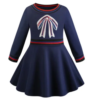 2020 Naujų Mergaičių Suknelės ilgomis Rankovėmis Kūdikiui Merginos Žiemą, Pavasarį, Suknelės Vaikams Medvilnės Drabužius Anglija stiliaus Suknelės 2-10Y Vaikams