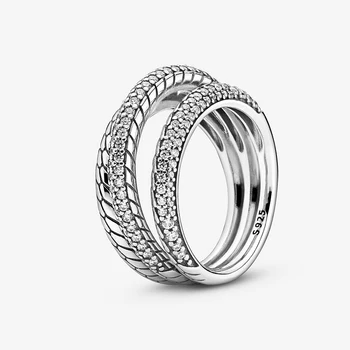 2020 Naujų Rudens 925 Sterlingas Sidabro Žiedas Nutiesti Gyvatė Grandinės Modelis Žiedas, Karūna Žiedai Moterų Dalyvavimas Jubiliejų Papuošalai