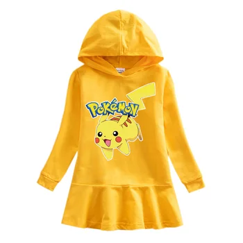 2020 Pikachu Vaikai Grynos Medvilnės Megztinis Rudenį, Žiemos Mergaitės, Spausdinimo Pokemon Striukė Šiltų Drabužių Mados Suknelės Vaikų Dovanų