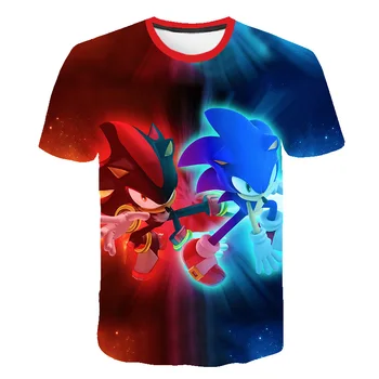 2020 Populiariausių Filmų Sonic 3D Ežys Spausdinti trumpomis Rankovėmis Aukštos Kokybės Berniukų ir Mergaičių Vasarą Skatinimo Mados T-shirt