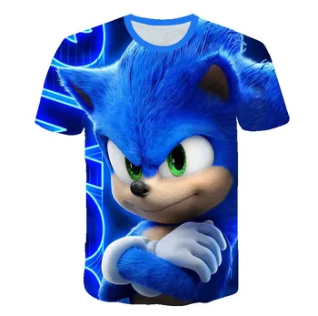 2020 Populiariausių Filmų Sonic 3D Ežys Spausdinti trumpomis Rankovėmis Aukštos Kokybės Berniukų ir Mergaičių Vasarą Skatinimo Mados T-shirt