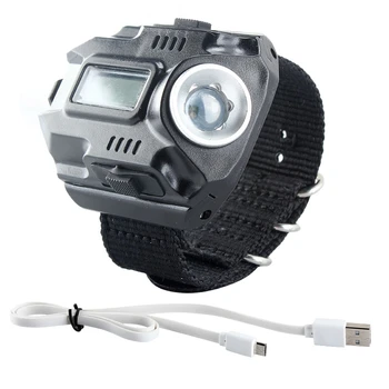 2020 Portable LED Riešo Žiūrėti Žibintuvėlį, Fakelą Šviesos Q5 USB Įkrovimo Žibintuvėlis 4 Režimas 1000LM Wristlight Taktinis Žibintuvėlis