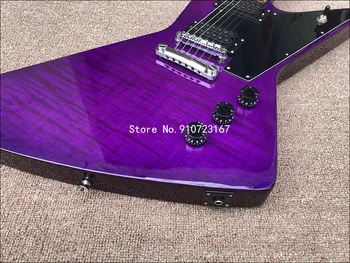 2020High kokybės elektrinė gitara su Purple tiger stripes Viršuje,specialios formos gitara rose medienos fingerboard,Nemokamas pristatymas!