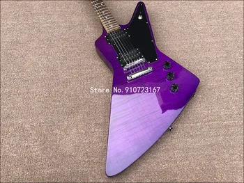 2020High kokybės elektrinė gitara su Purple tiger stripes Viršuje,specialios formos gitara rose medienos fingerboard,Nemokamas pristatymas!