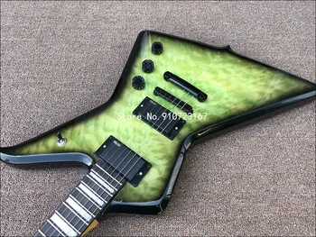 2020High kokybės elektrinė gitara su žalia quilted maple Top,specialios formos gitara rose medienos fingerboard,Nemokamas pristatymas!