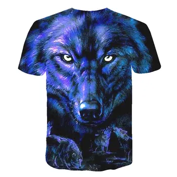 2021 m. vasarą naujas vyrų wolf serijos 3D spausdinimo T-shirt Apvalus kaklas trumpas rankovėmis marškinėliai mados vyriški laisvalaikio top marškinėliai