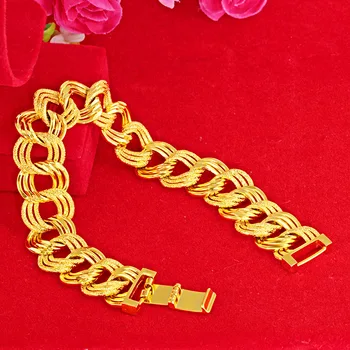 24K Aukso Užpildytas Ne Išnyks Amžinai Apyrankės Moterims Pulseira Feminina Bizuteria Bijoux Femme Brangakmenio 24K Aukso Papuošalai Apyrankės