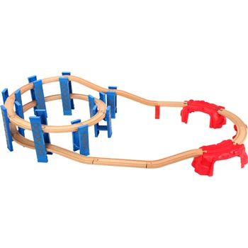 26PCS Plastikinės Spiralės Traukinio Bėgių Medienos Geležinkelio Priedai Kelio Tilto Prieplaukos Su Tinkami Medinių Thoma Biro Dainos Žaislai Vaikams