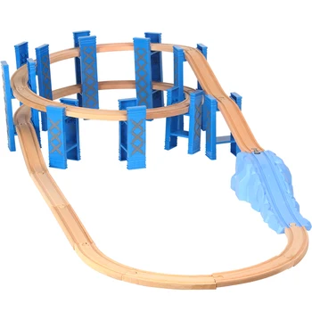 26PCS Plastikinės Spiralės Traukinio Bėgių Medienos Geležinkelio Priedai Kelio Tilto Prieplaukos Su Tinkami Medinių Thoma Biro Dainos Žaislai Vaikams