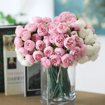 27 Arbatos Rožės Netikrą Gėlės Dirbtinio Šilko Gėlės, Vestuvių, turintis Gėlių Namų Reikmenys Apdaila Kambario Dekoro Puokštė