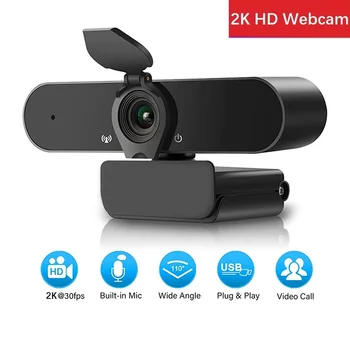 2K 1080P Konferencija PC Kamera su automatinio Fokusavimo funkcija USB Web Kamera Nešiojamojo kompiuterio Darbalaukyje Biure Susitikimą Namuose Su Mic Full HD Web Cam