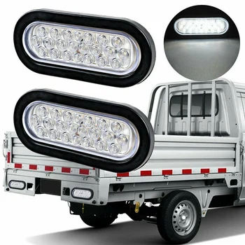 2vnt 6 colių Ovalios, Baltos LED 22 Sunkvežimių užpakalinis žibintas Skaidrus Atbulinės eigos Uodegos Šviesos Sunkvežimių Priekabos Įspėjamoji Lemputė