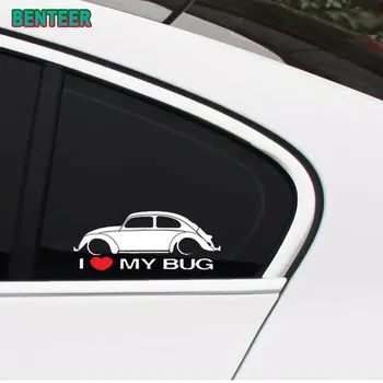 2vnt Atspindintis i love bug Automobilių kėbulo Lipdukas Volkswagen Beetle