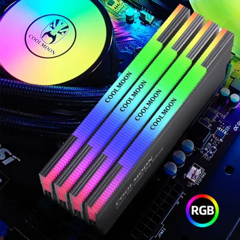 2vnt Coolmoon A-RGB RAM Šarvai Vaivorykštė Apšvietimas Atminties Aušintuvas 5V3PIN SSD HeatSink AURA SYNC Aliuminio Lydinio RAM Shell Radiatorių MOD