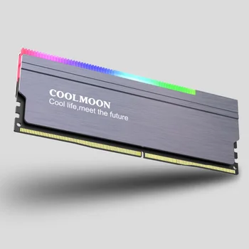 2vnt Coolmoon A-RGB RAM Šarvai Vaivorykštė Apšvietimas Atminties Aušintuvas 5V3PIN SSD HeatSink AURA SYNC Aliuminio Lydinio RAM Shell Radiatorių MOD
