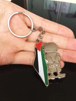2vnt/daug Palestinoje karoliai Vėliava & Hanthala (Handala)Palestinos Keychain apyrankę maišelį paketų prižiūrėtojų raktinę Žemėlapis dovana automobilio-home-office kabinti