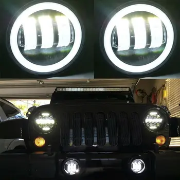 2X 60W 4Inch Apvalus LED Rūko Žibintai Balta Halo Žiedas DRL Off Road Rūko Žibintus, Jeep Wrangler JK TJ LJ Grand Cherokee Dodge Kelionės