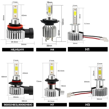 2x H11 9006 HB4 9005 HB3 H4, H7, H8 H1 Automobilių LED Lemputė, priekinis žibintas Priešrūkinis Žibintas Lempa ford fusion 
