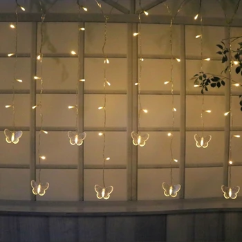 3.5 M Varveklis LED String Žibintai Užuolaidų Fėja, Kalėdų Vestuves Lempa USB / Baterijos Drugelis Girliandą Apdailos String Lempos
