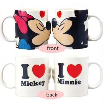 300ML 3D Disney Mickey Minnie Animacinių filmų Keramikos Vandens Puodelį Meilės Pora Vandens Puodelis Šeimos Biuro Kavos Puodelis Pieno Festivalis Dovanos