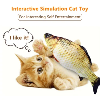 30CM Naminių Kačių Žaislas USB Elektros Pinti Modeliavimas Žuvų Žaislai Katėms Kramtomoji Žaisti Kramtymas Katžolių Įdaryti Interaktyvus Pliušinis Žaislas
