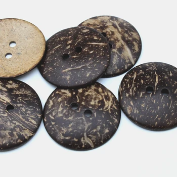30pcs/daug 50mm 2 colių Didelis natūralus kokoso sagos 2-skylės apvalios siuvimo tamsiai rudos spalvos mygtukai nemokamas pristatymas COCO001