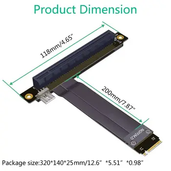 32G/bps PCI-e 3.0 16x M2 Su M. 2 NVMe Raktas-M 2230 2242 2260 2280 Riser Card Gen3.0 Kabelis PCIe x16 Extender su Sata Maitinimo Kabelis