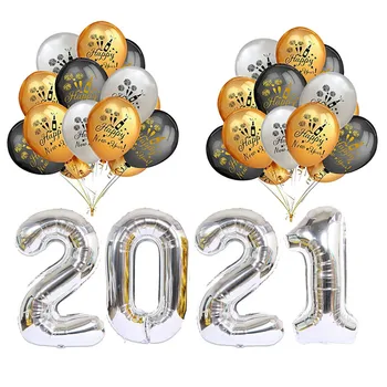 34PCS 2021 Naujųjų Metų dekoracija balionas 32inch Skaičius 2021 Folija Balionas ir Naujųjų Metų Aukso Konfeti Latekso Balionas Dekoro Prekes
