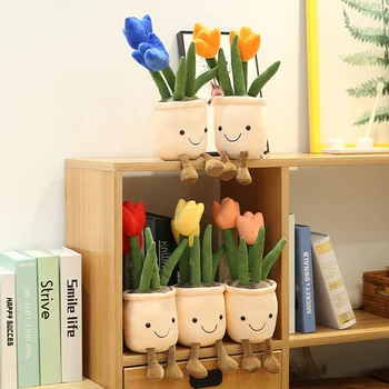 35cm gyvas pliušinis tulip gėlių vazonas žaislas modeliavimas gėlių tulpių minkštos lėlės, namų dekoravimo, dovanų moterų-motinos diena