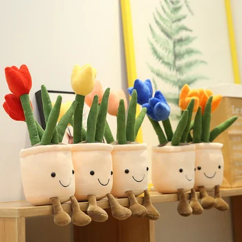 35cm gyvas pliušinis tulip gėlių vazonas žaislas modeliavimas gėlių tulpių minkštos lėlės, namų dekoravimo, dovanų moterų-motinos diena