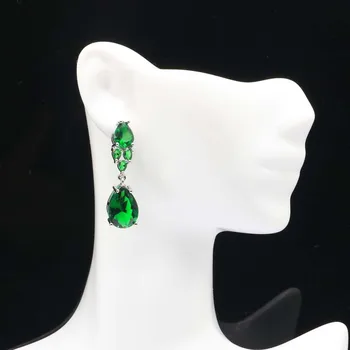 35x10mm Spalvingas Sukūrė Žalias Smaragdas Tanzanite Moterų Vestuvių Kasdien Dėvėti Sidabro Auskarai Akių Gaudyti