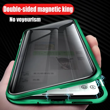 360 Privatumo Anti-Peep Magnetinio Atveju, Samsung Galaxy S20 Ultra S10 E S8 S9 Plus Pastaba 20 10 9 8 A51 A71 Dvipusis Stiklo Atveju