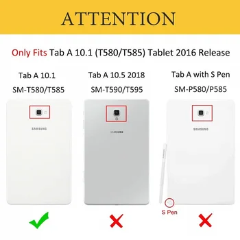 360 Sukasi Case for Samsung Galaxy Tab 10.1 2016 T580 T585 Stovėti Padengti PU Odos Atveju 